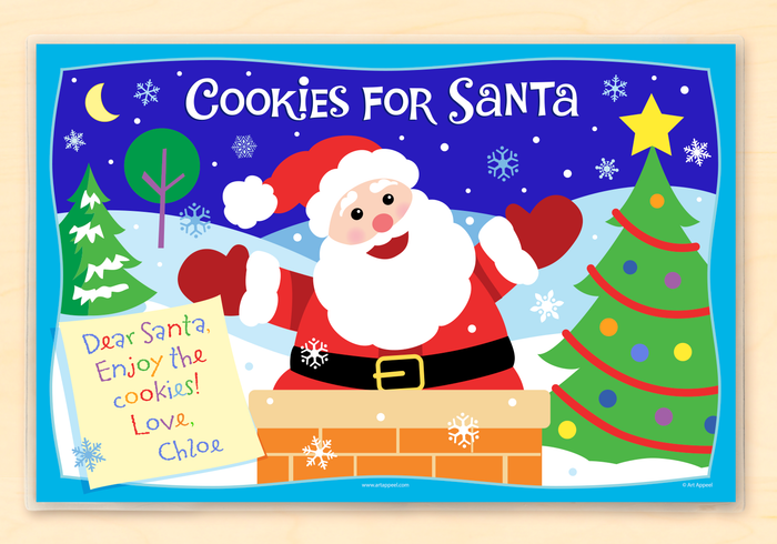 Cookies For Santa Christmas Personalized Placemat 18" x 12" with Alphabet