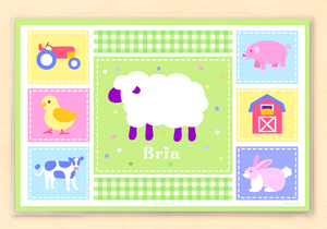 Farm Chick & Animals Personalized Placemat 18" x 12" with Alphabet