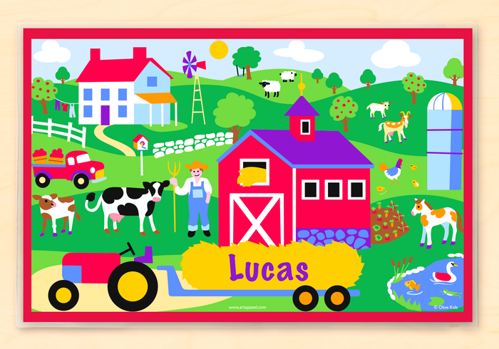 Country Farm Personalized Placemat 18" x 12" Barn Tractor Animals
