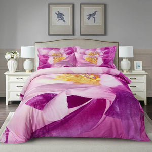 Pink Purple Cherry Blossom Floral Duvet Cover Bedding Set Queen or King Designer Ensemble