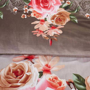 Pink & Peach Roses Floral Duvet Cover Bedding Set Queen or King Designer Ensemble