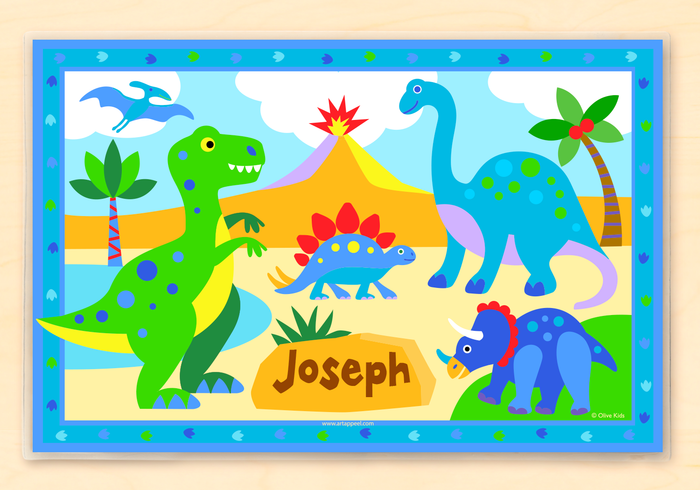 Dinosaur Land Kids Personalized Placemat 18" x 12" with Alphabet