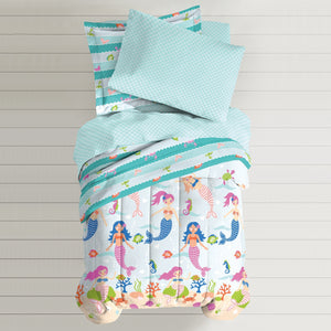 Mermaid Dreams Girl Bedding Twin or Full Comforter Set Bed in a Bag Ensemble