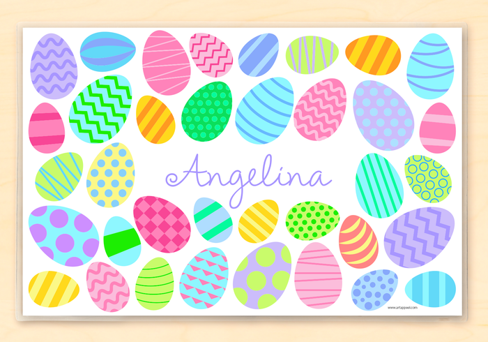 Colorful Easter Eggs Personalized Placemat 18" x 12" with Alphabet