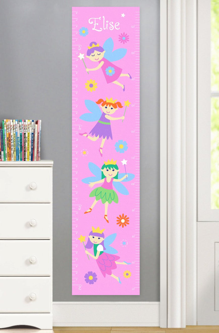 Fairy Princess Pink Height Personalized Growth Chart Self-Adhesive or Canvas