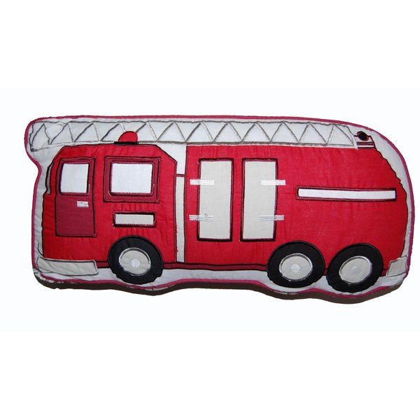 Red Fire Truck Cotton Decorative Throw Pillow 22" x 11"