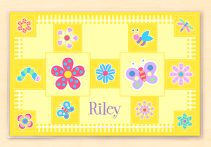 Flowerland Butterflies Personalized Placemat 18" x 12" with Alphabet