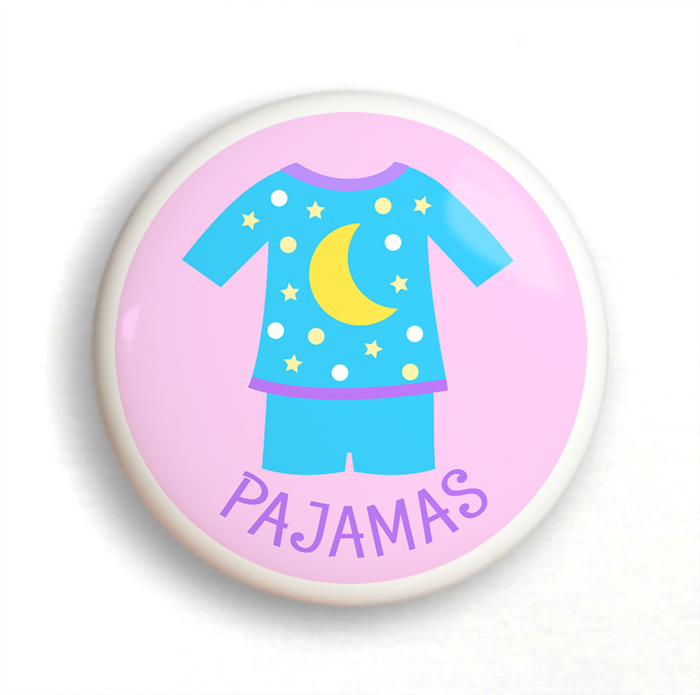 Dresser Girl's Pajamas Ceramic Drawer Knob Large 2" Pink