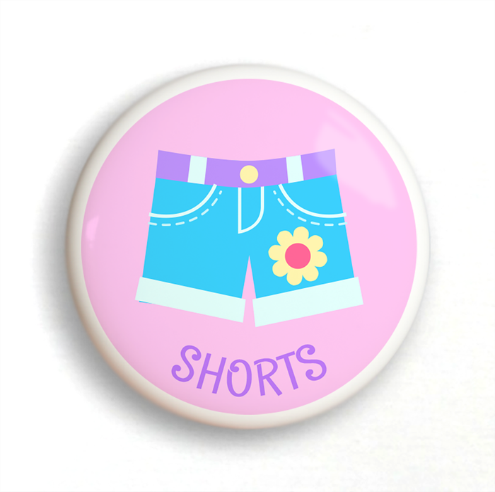 Dresser Girl's Shorts Ceramic Drawer Knob Large 2" Pink