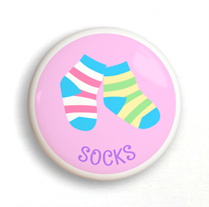 Girl's Socks Ceramic Drawer Knob 2"