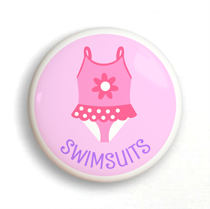 Dresser Girl's Swimsuit Ceramic Drawer Knob Large 2" Pink