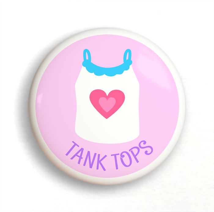 Dresser Girl's Tank Tops Ceramic Drawer Knob Large 2" Pink