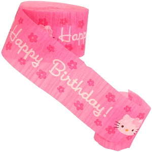 Hello Kitty Happy Birthday Pink Crepe Party Streamer 42 ft (14 yards)
