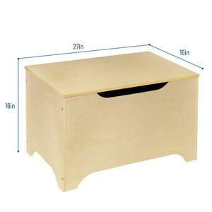 Wooden Toy Chest Storage Box / Bench Seat Kids Furniture 27" x 16" x 16" Slow Close with Safety Hinge Natural or Grey