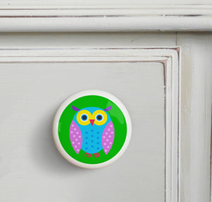 Owls 4pc Ceramic Kids Drawer Knob Set 1 1/2"