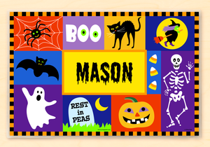 Halloween Boo Personalized Placemat 18" x 12" with Alphabet