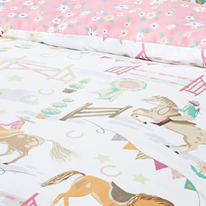 Horse Show Pink Bedding for Girls Twin Duvet Cover/ Comforter Cover Set