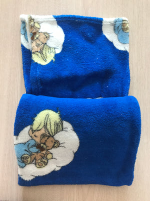 New Precious Moments Baby Boy Blue Plush Fleece Crib Blanket Baby Shower Gift 30" x 40"
