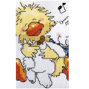 Little Suzy's Zoo Baby Witzy Yellow Duck Hugging Lulla White Bunny Vintage Counted Cross Stitch PDF Chart Pattern Instructions 5" x 7"