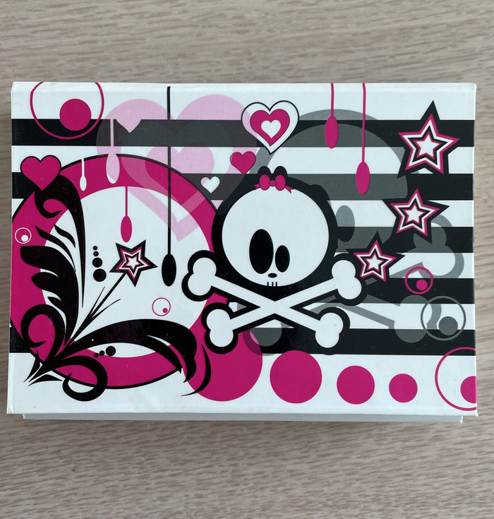 Girl Skull & Crossbones Magnetic Pop-Up Notepad Memo Pad Stationery - Monster High / Skelanimals Type Pink Hearts Black White Stripe