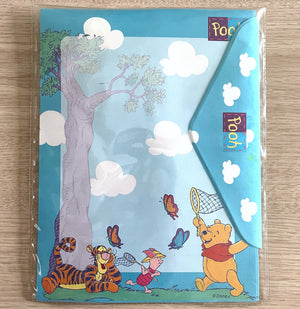 Disney Winnie The Pooh Chasing Butterflies Blue Stationery Set - 6 Sheet / 6 Envelopes