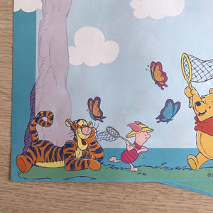 Disney Winnie The Pooh Chasing Butterflies Blue Stationery Set - 6 Sheet / 6 Envelopes