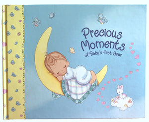 Vintage Precious Moments Baby Memory Record Book of Baby's First Year Sleeping on a Moon Photo Keepsake by Stepping Stones 2000 New