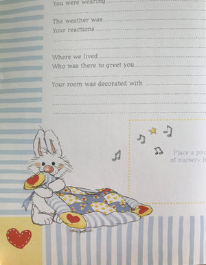 Vintage New Little Suzy's Zoo Fill-In Baby Memory Record Book The First Tender Years - Animals In A Laundry Basket Duck Bear Bunny Giraffe Elephant 2006 Suzy Spafford