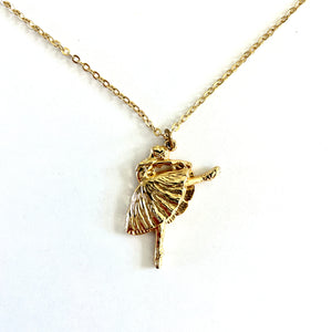 Ballet Dancer Charm and Chain Necklace Gold-tone Made in USA USPS 1998 Merchandise Vintage Collectible