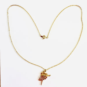 Ballet Dancer Charm and Chain Necklace Gold-tone Made in USA USPS 1998 Merchandise Vintage Collectible