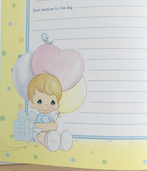 New Rare Vintage Precious Moments Fill-In Baby Memory Record Book of Baby's First Years Padded Photo Keepsake Boy & Girl with Lamb & Chicks by Stepping Stones 2006