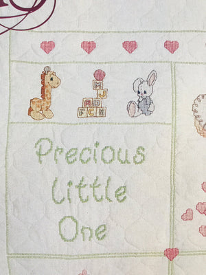 Precious Moments 2 - Baby Bib Set Stamped Counted Cross Stitch Kit 'Precious Keepsakes