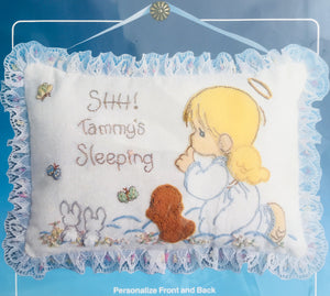 Precious Moments Applique and Stitchery Angel Baby Sleeping Door Sign Wall Hanging 5" x 7"