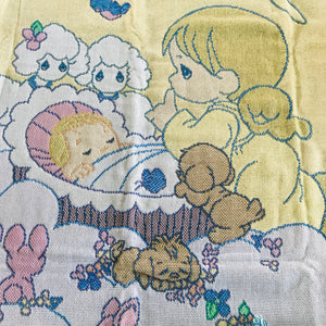 Vintage Precious Moments Precious Gifts From Above Praying Angel & Baby Triple Woven Jacquard Baby Crib Blanket Throw 47" X 60" & Keepsake Pillow