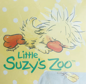 Little Suzy's Zoo Yellow Duck with Bear Toy Stamped Cross Stitch Baby Quilt Blanket Kit or PDF Pattern Instruction Chart Witzy Duckling with Teddy Bear Keepsake Gift 34" x 43" Stars Moons Hearts
