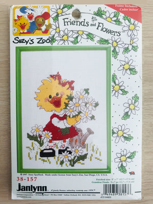 Suzy's Zoo Vintage Counted Cross Stitch Kit with Frame Friends & Flowers Suzy Ducken with Daisies 1997