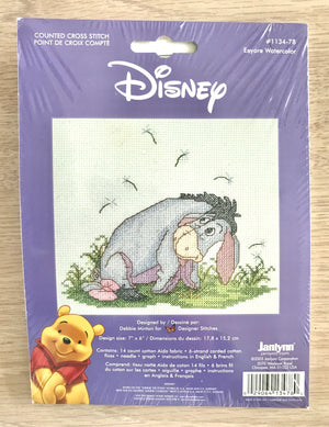 Winnie The Pooh Eeyore Donkey Watercolor Counted Cross Stitch Kit or PDF Chart Pattern Instructions 7" x 6"