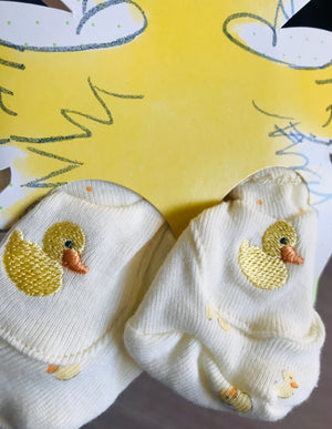 Vintage Little Suzy's Zoo Infant Baby Hat Cap & Booties Set - Yellow Duck, Blue Bear, Pink Bunny