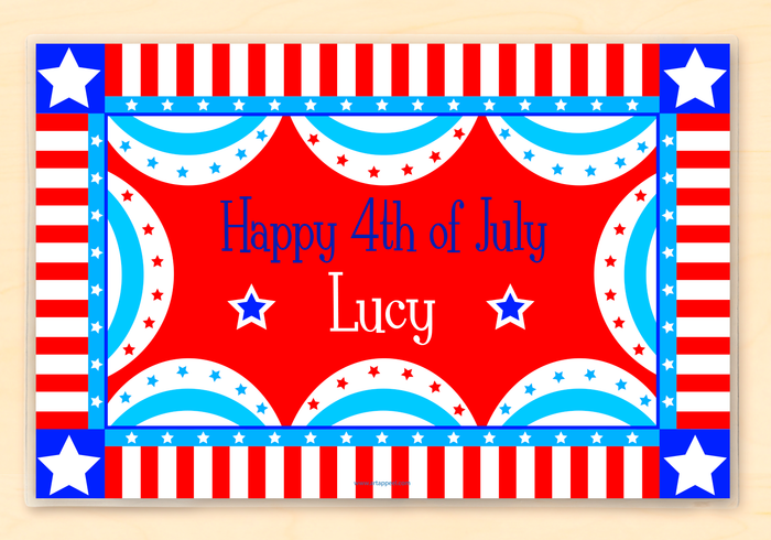 Fourth of July Personalized Placemat 18" x 12" with Alphabet