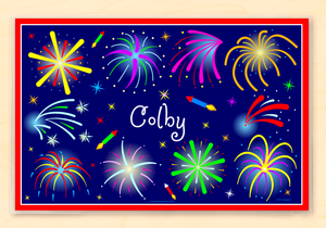 Fourth of July Fireworks Personalized Placemat 18" x 12" with Alphabet