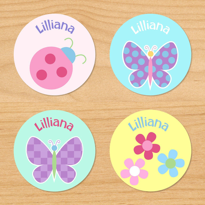 Butterfly Garden Personalized Round Waterproof Labels 24 CT