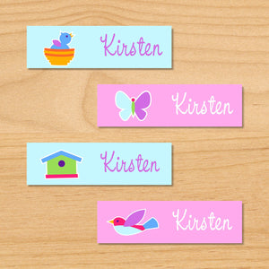 Spring Birds Owls Nests Personalized 80 CT Waterproof Mini Labels