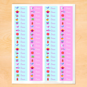 Spring Birds Owls Nests Personalized 80 CT Waterproof Mini Labels