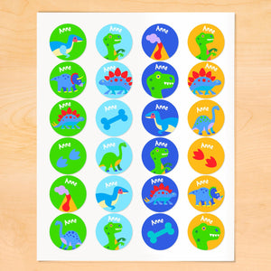 Dinosaur Land Personalized Round Waterproof Labels 24 CT