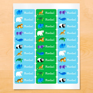 Endangered Animals Panda Elephant Personalized 33 CT Rectangle Waterproof Labels
