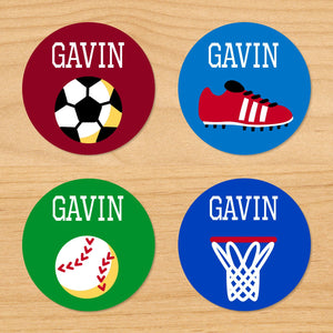 Game On Sports Personalized Round Waterproof Labels 24 CT