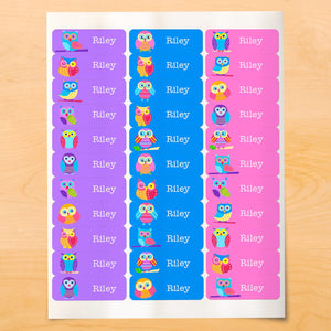 Owls Personalized 33 CT Rectangle Waterproof Labels
