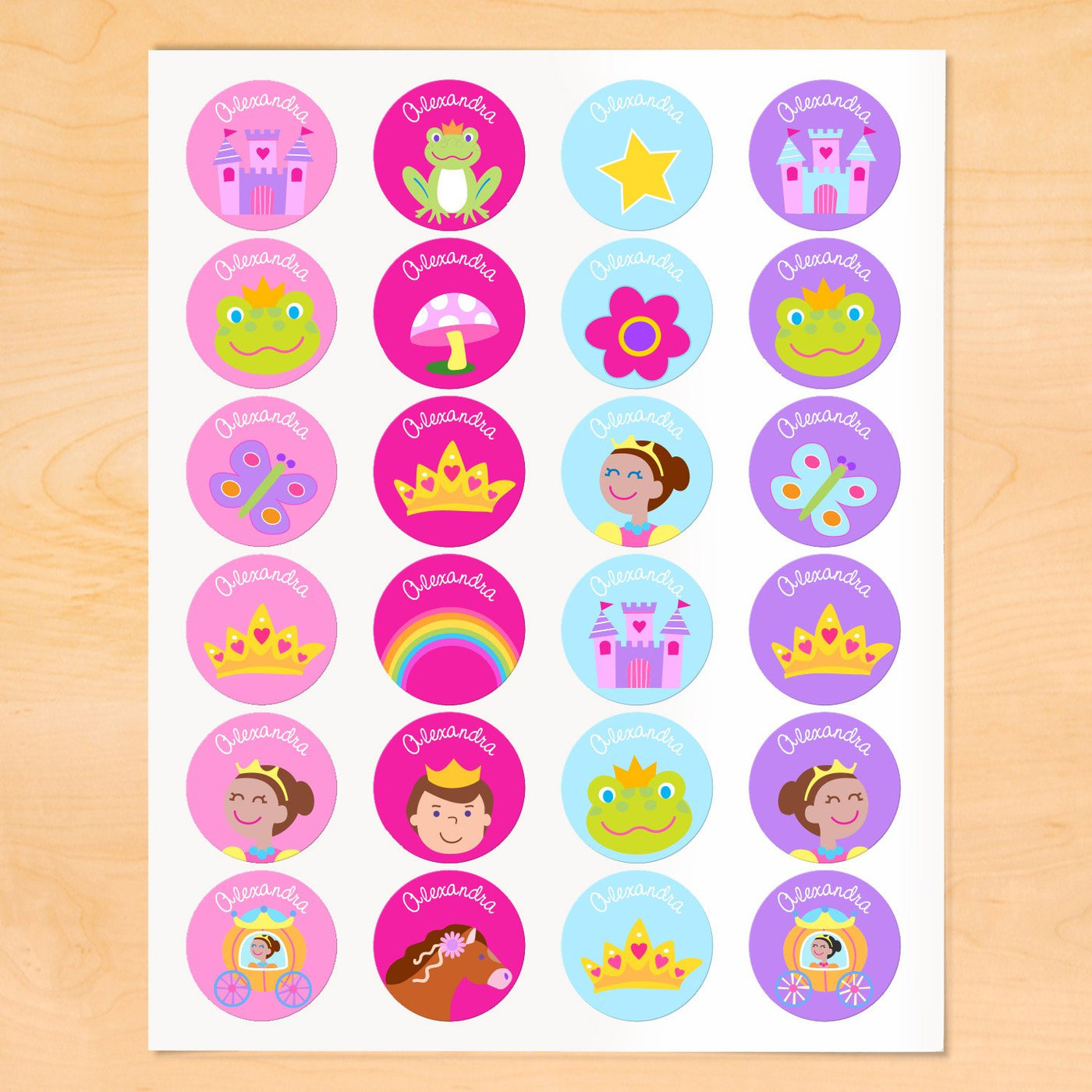 Princess Round Label Princess Castle Personalized Round Waterproof Labels 24 CT ...