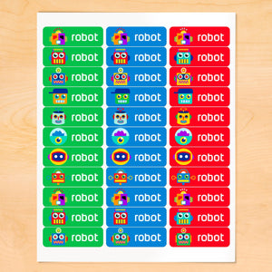 Robots Personalized 33 CT Rectangle Waterproof Labels