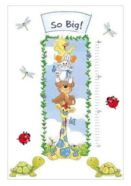 Little Suzy's Zoo Baby Nursery Wall Mural Growth Chart - Duck Bunny Bear Giraffe - Pre-Pasted So Big Ladybug Turtle